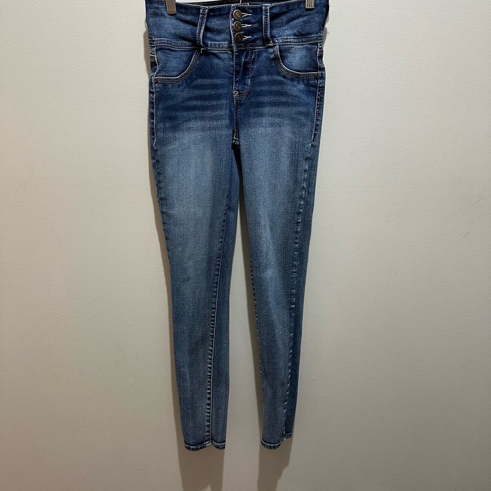 Wallflower Women's Mid Blue High-Rise Skinny Jeans